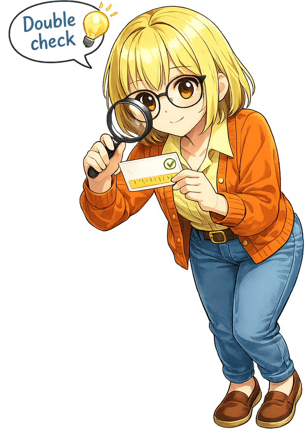 Goldie double checking the details with a magnifying glass