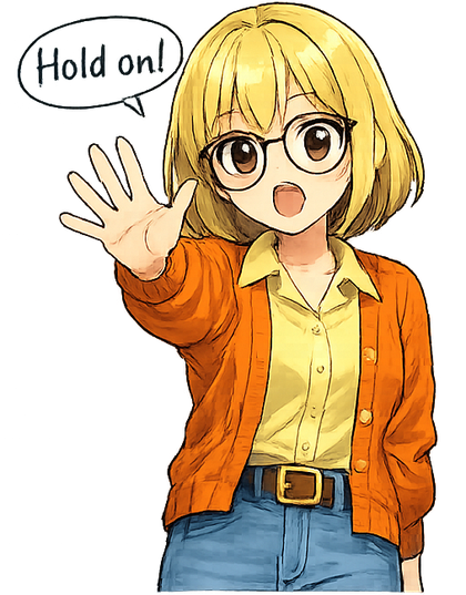 Goldie holding up a hand to stop