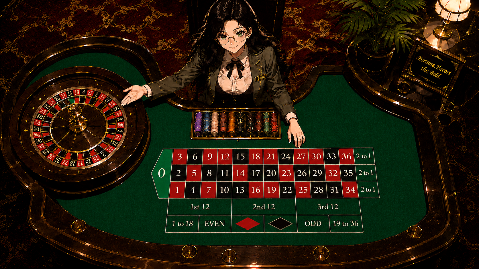 Sage inviting players to the roulette table